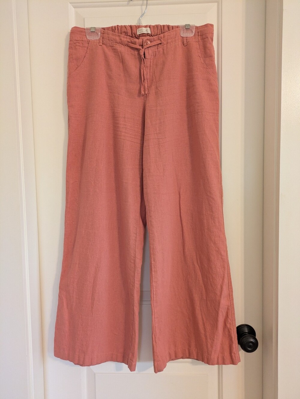 Just Living Coral Linen Wide Leg Pants